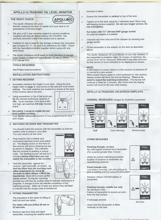 This picture has the first half of the instructions on how to reset an Apollo Gauge